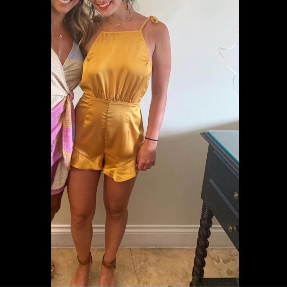 Backless satin romper